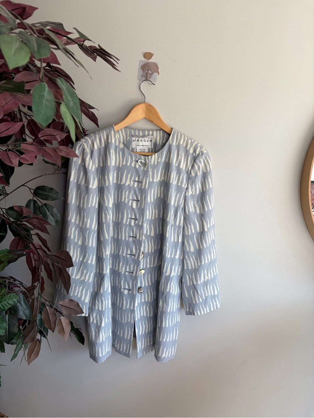 Jaeger Light Blue Patterned Longline Blazer
